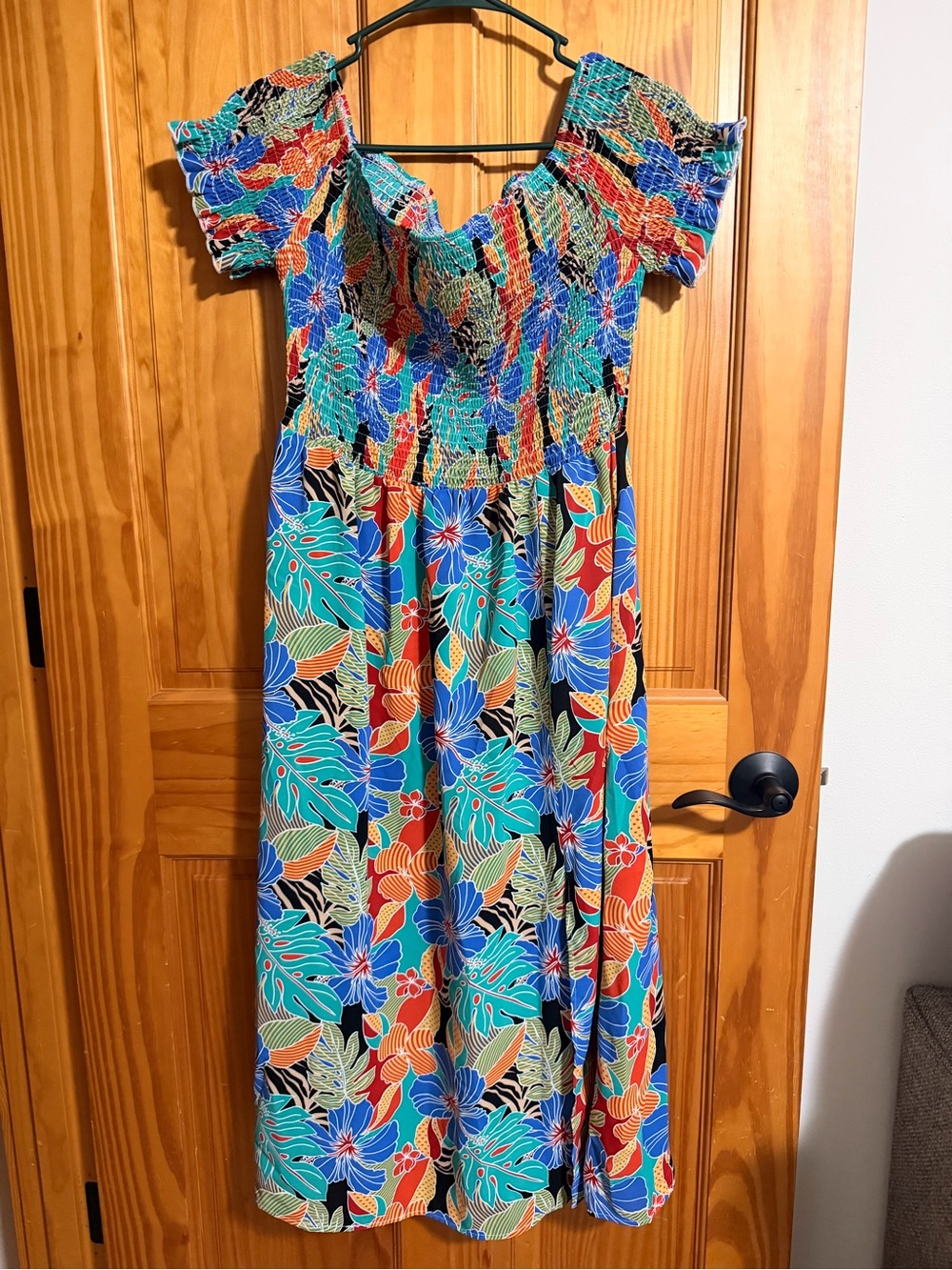 Tropical Floral Off-Shoulder Maxi Dress - Multicolor